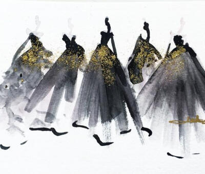 Jeanette Getrost Fashion illustrations。洛杉矶的时装设计师Jeanette Getrost手绘时尚插画欣赏。