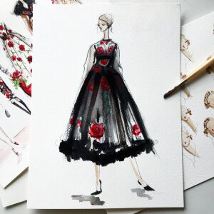 Jeanette Getrost Fashion illustrations。洛杉矶的时装设计师Jeanette Getrost手绘时尚插画欣赏。