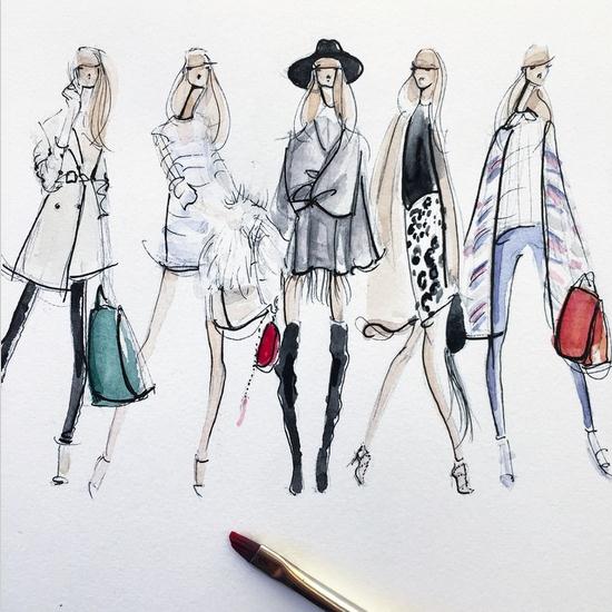 Jeanette Getrost Fashion illustrations。洛杉矶的时装设计师Jeanette Getrost手绘时尚插画欣赏。