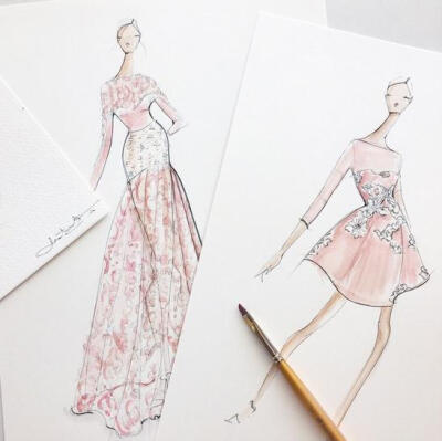 Jeanette Getrost Fashion illustrations。洛杉矶的时装设计师Jeanette Getrost手绘时尚插画欣赏。