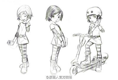 #绘画参考# 一般大家单纯的理解角色设计只是画出角色的正面 侧面 四分之三侧或者背面，其实不仅仅是这样，一般的角色设计还需要包括角色的经典动作，常用动作，表情等要素，一起来看看一些迪斯尼角色设计线描稿吧！[…