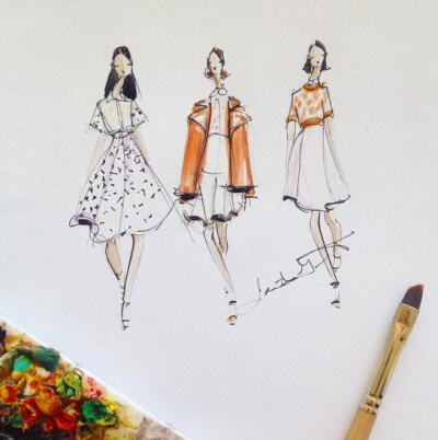 Jeanette Getrost Fashion illustrations。洛杉矶的时装设计师Jeanette Getrost手绘时尚插画欣赏。