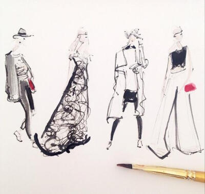 Jeanette Getrost Fashion illustrations。洛杉矶的时装设计师Jeanette Getrost手绘时尚插画欣赏。