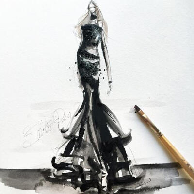 Jeanette Getrost Fashion illustrations。洛杉矶的时装设计师Jeanette Getrost手绘时尚插画欣赏。