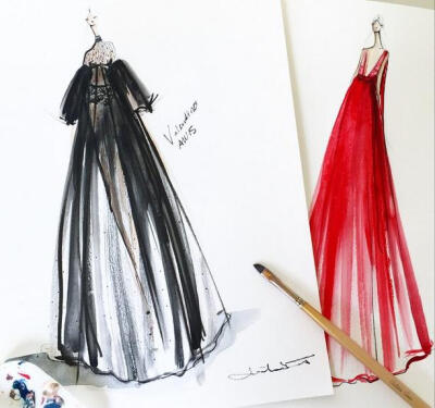 Jeanette Getrost Fashion illustrations。洛杉矶的时装设计师Jeanette Getrost手绘时尚插画欣赏。