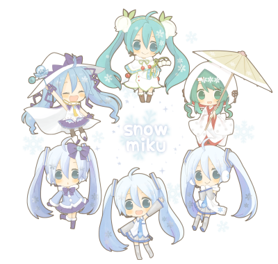 雪ミクせいぞろい！ | なじょ [pixiv] http://www.pixiv.net/member_illust.php?mode=medium&amp;amp;illust_id=48715506