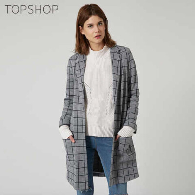 #折扣情报# TOPSHOP 春季新品中长款格子风衣女 欧美直筒长款外套，原价￥850，现价￥759