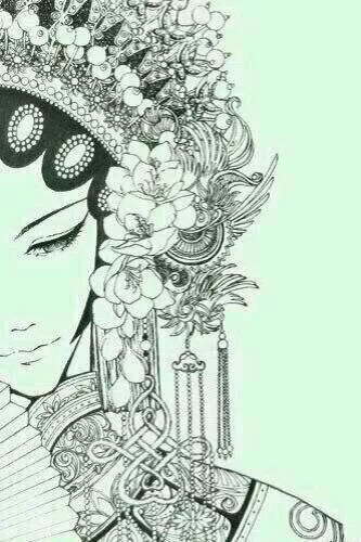 手绘～线稿～黑白～古风