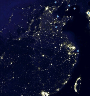 中国夜景卫星图  东部沿海    #摄影# #风景#  #光# #影#