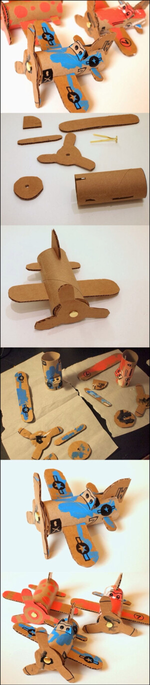 #废物利用#卷纸筒创意DIY手工飞机