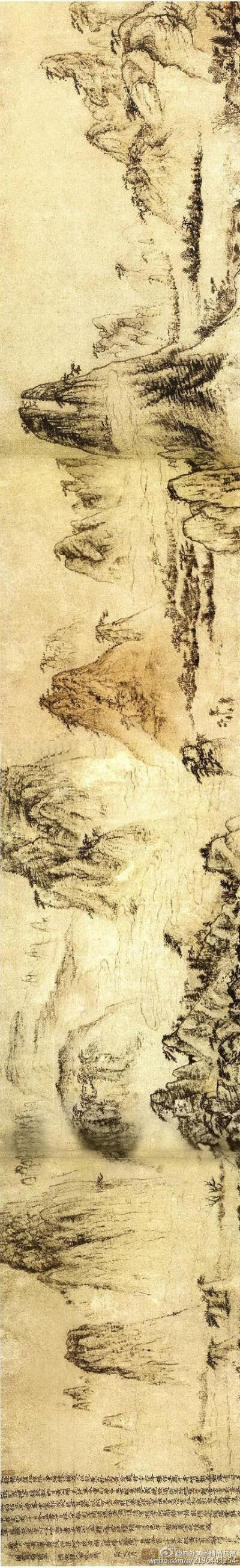 【國畫1671】清 石濤《黃山圖卷》——紙本設(shè)色，28.7 × 182.1 釐米，現(xiàn)藏日本泉屋博古館。