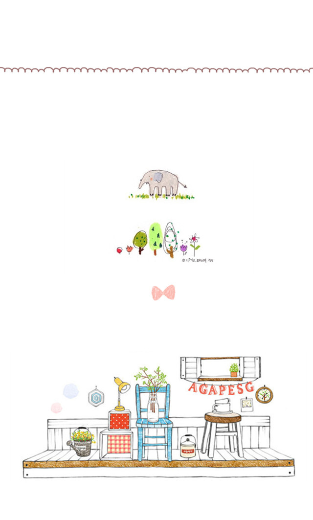 iPhone壁纸 森系 清新 ╯з ︶ღ 麽麽（采用韩国naver网站的素材，自己制作的壁纸，请慎用）