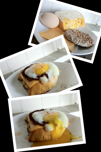 ALL DAY BREAKFAST Modified：Poached Egg + Cheese + Burger Ham + Bread