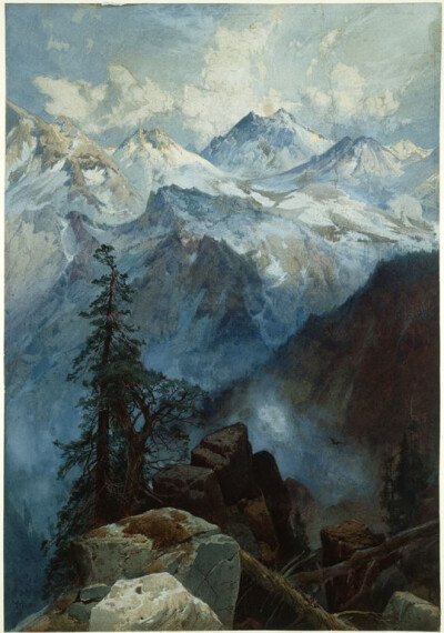 美国艺术家托马斯·莫兰(Thomas Moran) 风景画作。