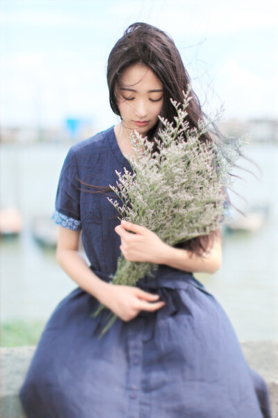  森女清新 文艺 女生 花朵 摄影