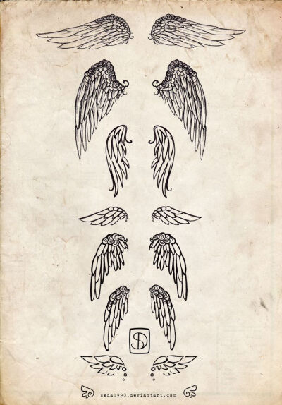 Heaven. Wings. Flight. Angel. Tattoo. Patterns.