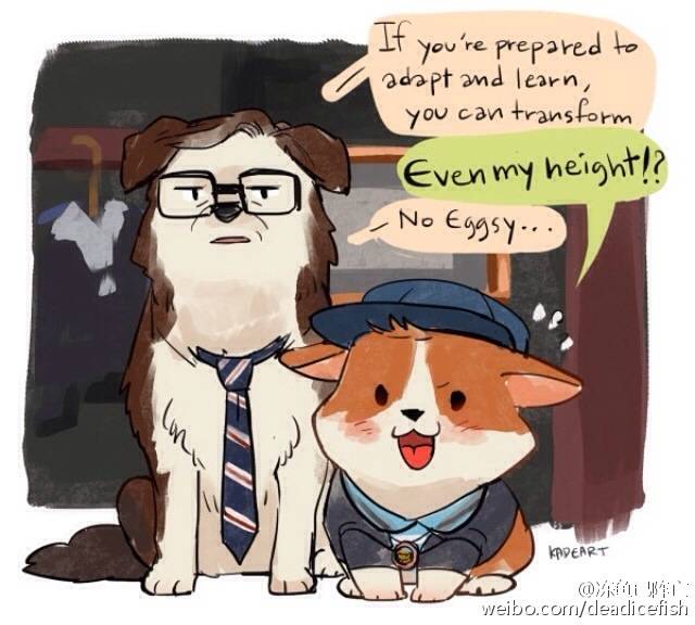 #kingsman# 忍不住搬运下ಠ_ಠ我不好，这个太太的梗一直萌炸我，这次的puppies简直(♡ˊ艸ˋ♡)awwww source: [kadeart] http://t.cn/zYxY4Y8