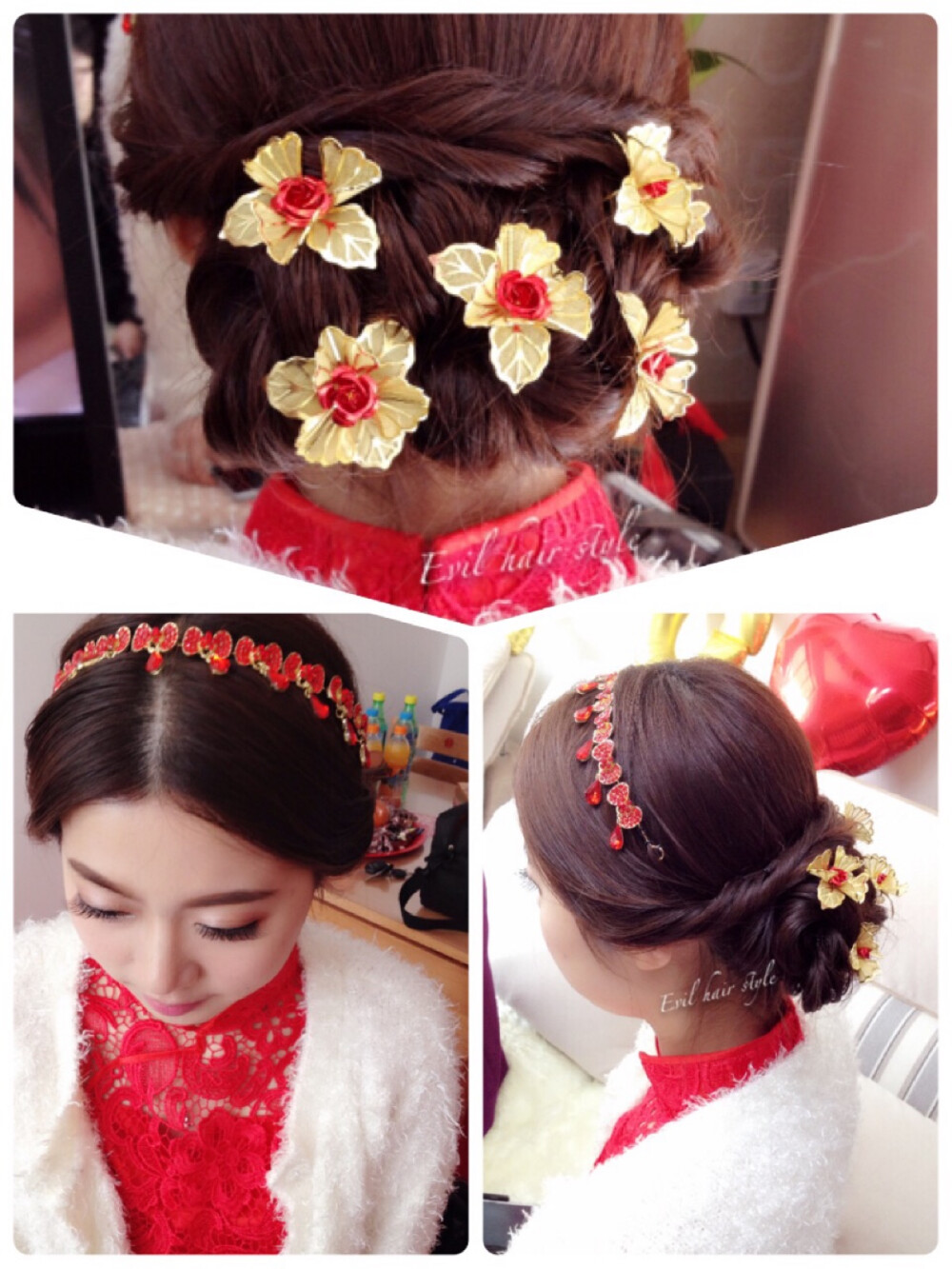 Evil 盘发编发。 新娘盘发和新娘妆