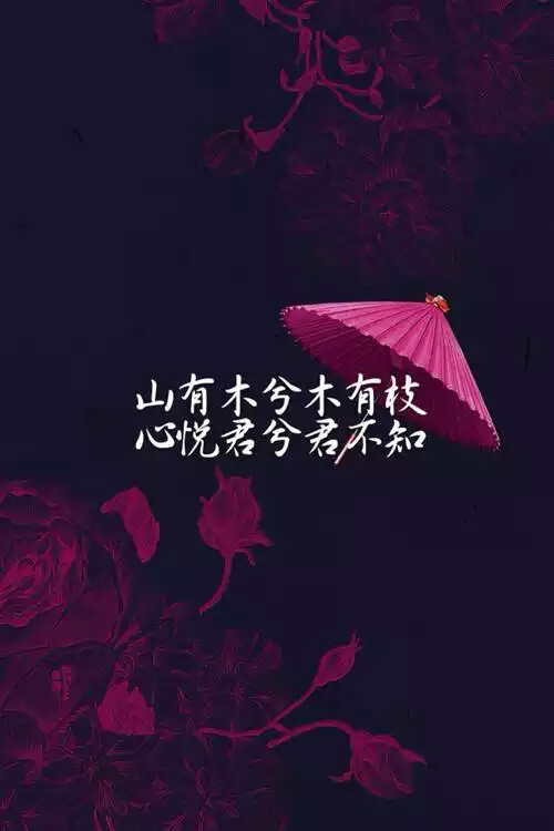 古風意境情話文字壁紙小紅傘心悅君兮君不知