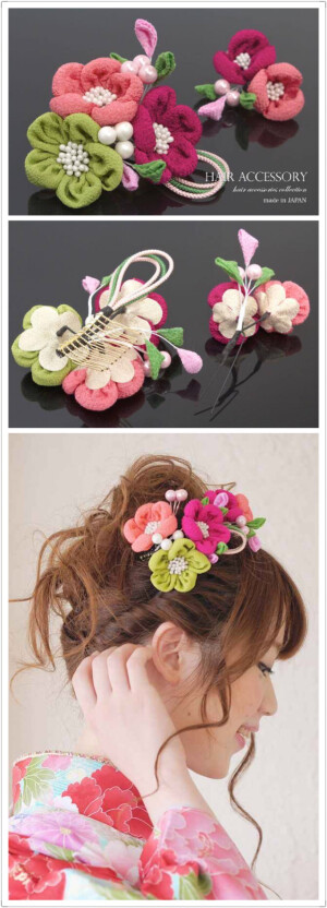 日式细工花簪 和风布花 精品图集 此图片来自日本购物网站