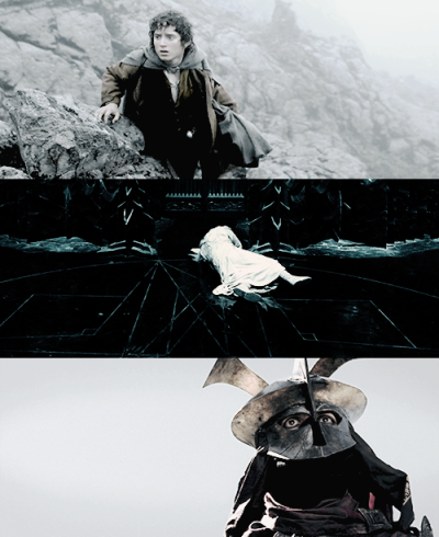 lotr collage. blanc et noir