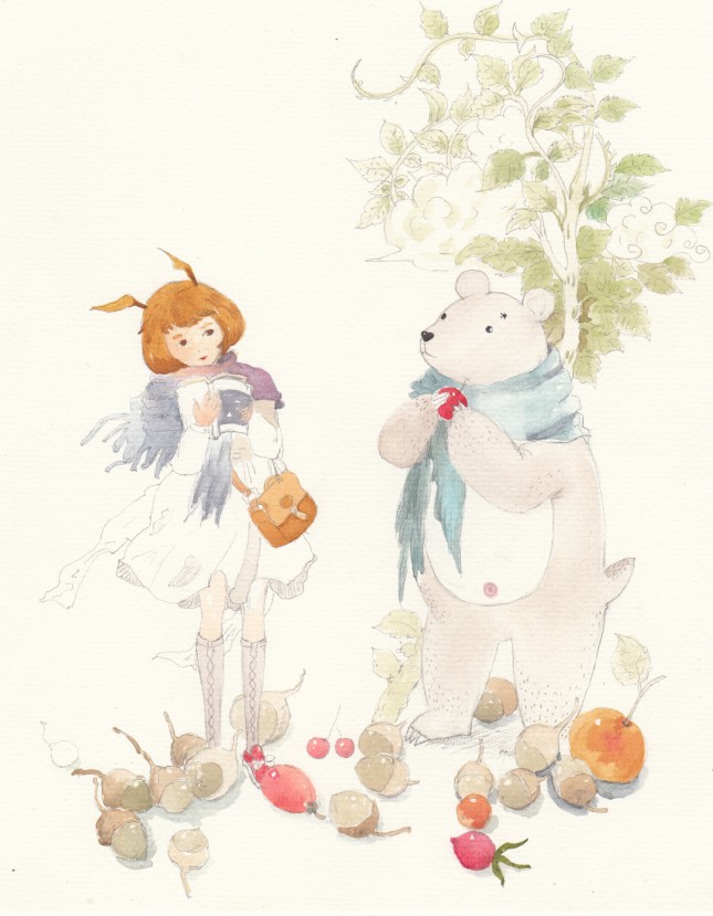 阿梗水彩森林童话色彩插画植物