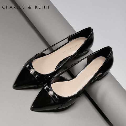 尖头单鞋 水钻蝴蝶结Charles Keith CK1-70300302淑女平跟鞋 单鞋