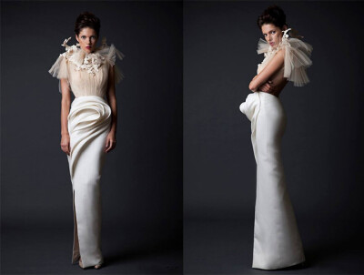 知名婚纱品牌 Krikor Jabotian 释出2015秋冬婚纱系列，设计师将这些耗时几百个工时手工造成的婚纱或礼裙划分为高级定制，结合现代3D立体打印和古典蕾丝刺绣，看上去既前卫又奢华。创作中除了自身钟情的女王般霸气璀…