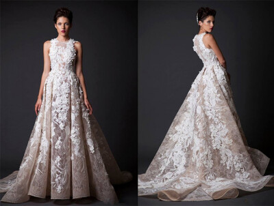 知名婚纱品牌 Krikor Jabotian 释出2015秋冬婚纱系列，设计师将这些耗时几百个工时手工造成的婚纱或礼裙划分为高级定制，结合现代3D立体打印和古典蕾丝刺绣，看上去既前卫又奢华。创作中除了自身钟情的女王般霸气璀…