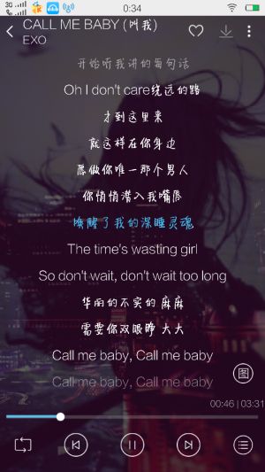 推荐歌曲:EXO《CALL  ME  BABY》  别问我为什么，就是大爱EXO。