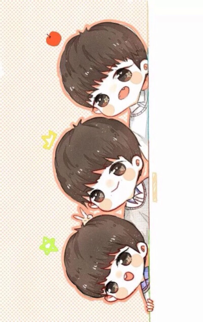 Q版。 愿你们永远那么美好！tfboys 王俊凯 王源 易烊千玺 十年之约