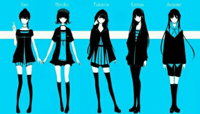 清墨系列，黑长直，黑白，插画