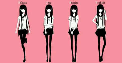 清墨系列，黑长直，黑白，插画