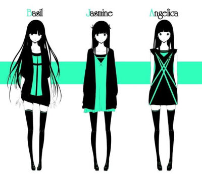 清墨系列，黑长直，黑白，插画