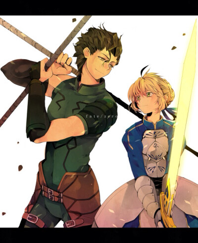 saber 吾王 阿尔托利亚 潘德拉贡 亚瑟王 骑士王 呆毛王 fate stay night ; fate zero 系列 lancer 迪鲁木多 枪剑 cp 同人