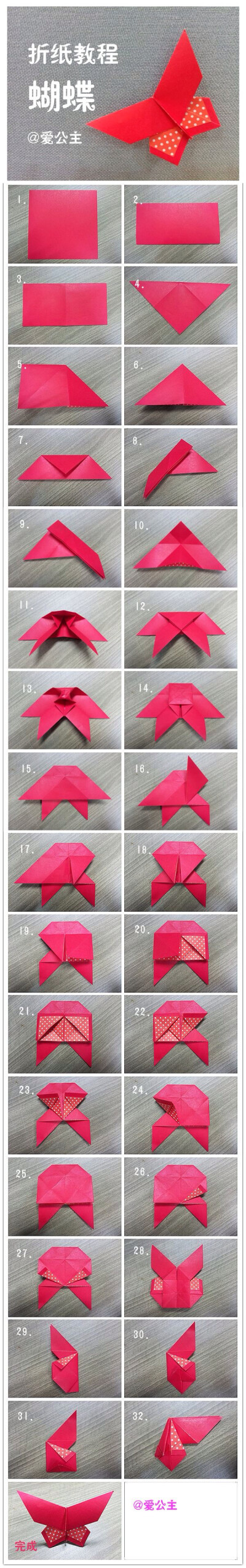 #蝴蝶# 折纸动物图例（三） 威化❤曲奇