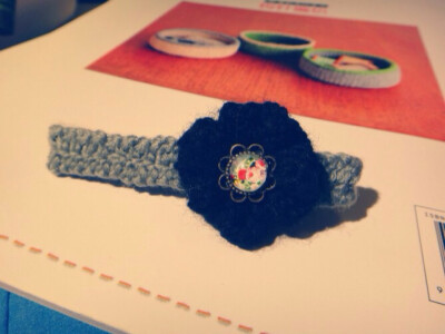 DIY 发卡 灰灰花and黑