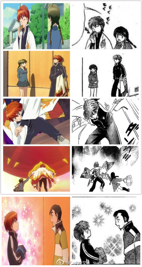 @Cx犬夜叉：#境界之轮回#TV第1话与漫画版契合的一些分镜。【第四组手牵反 tum：rinnerokudo