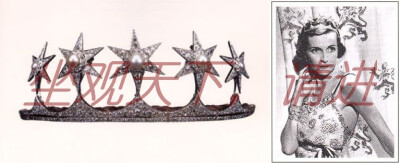 the Mountbatten Star Tiara 蒙巴顿星星王冠 F.X. Winterhalter 1865年奥地利的伊丽莎白王后委托珠宝商制作。 此款式设计很简单，在一个钻石镂空围框上镶嵌五个星星， 整个王冠镶嵌钻石，珍珠，王冠是黄金和白金作…