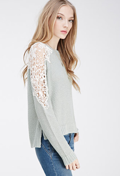 Crochet-panelled sweater