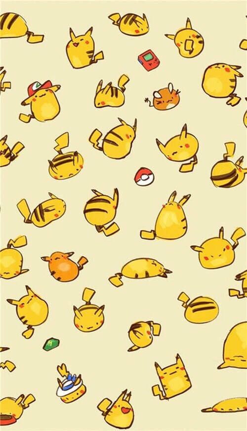 iPhone 平铺 壁纸 高清壁纸 plus壁纸 可爱卡通壁纸 超萌皮卡丘pika pika pikachu！