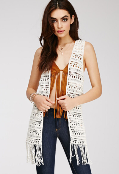 Fringed crochet vest