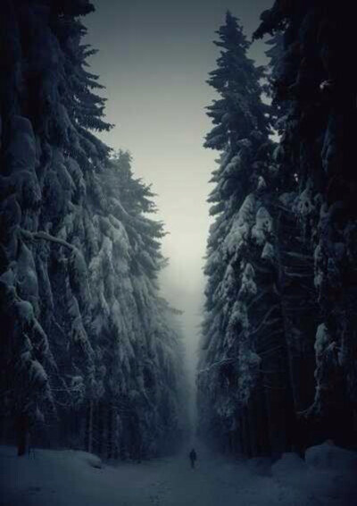 捷克共和国，冬季森林小路
