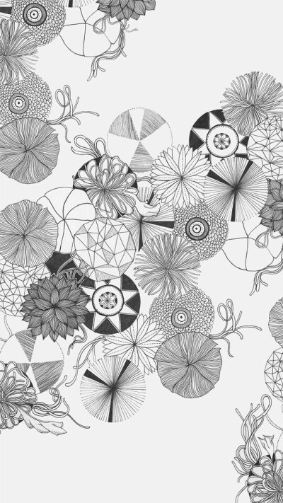 iPhone黑白插画壁纸