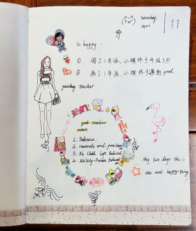 今天又开始记手帐，好玩！