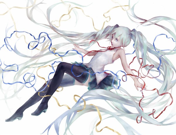 初音未来 动漫美少女 壁纸 插画 封面 美图 V家 P站 板绘 人物 原创 PIXIV 初音 动漫美女 厚涂 板绘 ID：49866553 画师：1／7