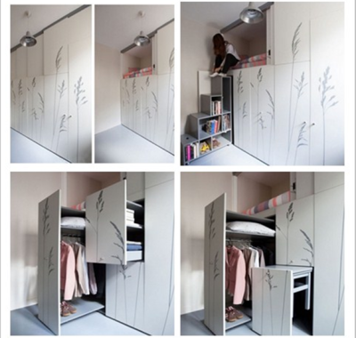 神装修！#8平米的公寓#风格简约的隐藏式柜体居家设计（一）