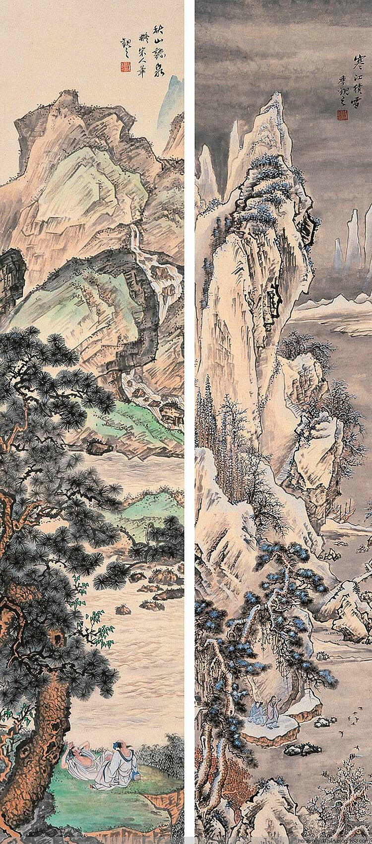 季观之作品.季观之（1915.3~1996.4.20），字育椿，山东省烟台市人，擅长山水画。自幼酷爱国画艺术，早年入北平华北学院艺术系后转入辅仁大学美术系学习，西画师从海里赫斯(德籍)、白立鼎(澳籍)和关广志先生。中国画师从溥雪斋、于非闇、胡佩衡、汪慎生、陈缘督先生。