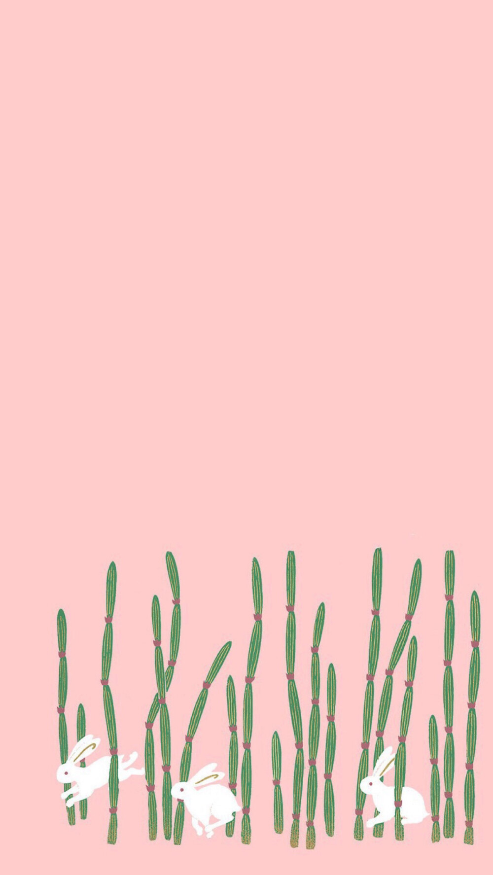 粉色，仙人掌。小白兔。可爱哒。壁纸。