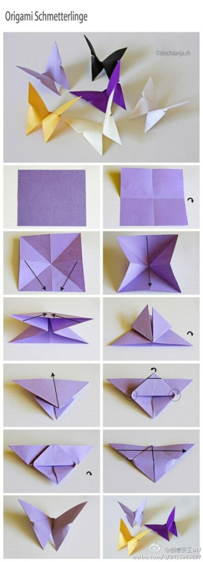 简单漂亮的纸蝴蝶～送贺卡的时候可以贴上一只